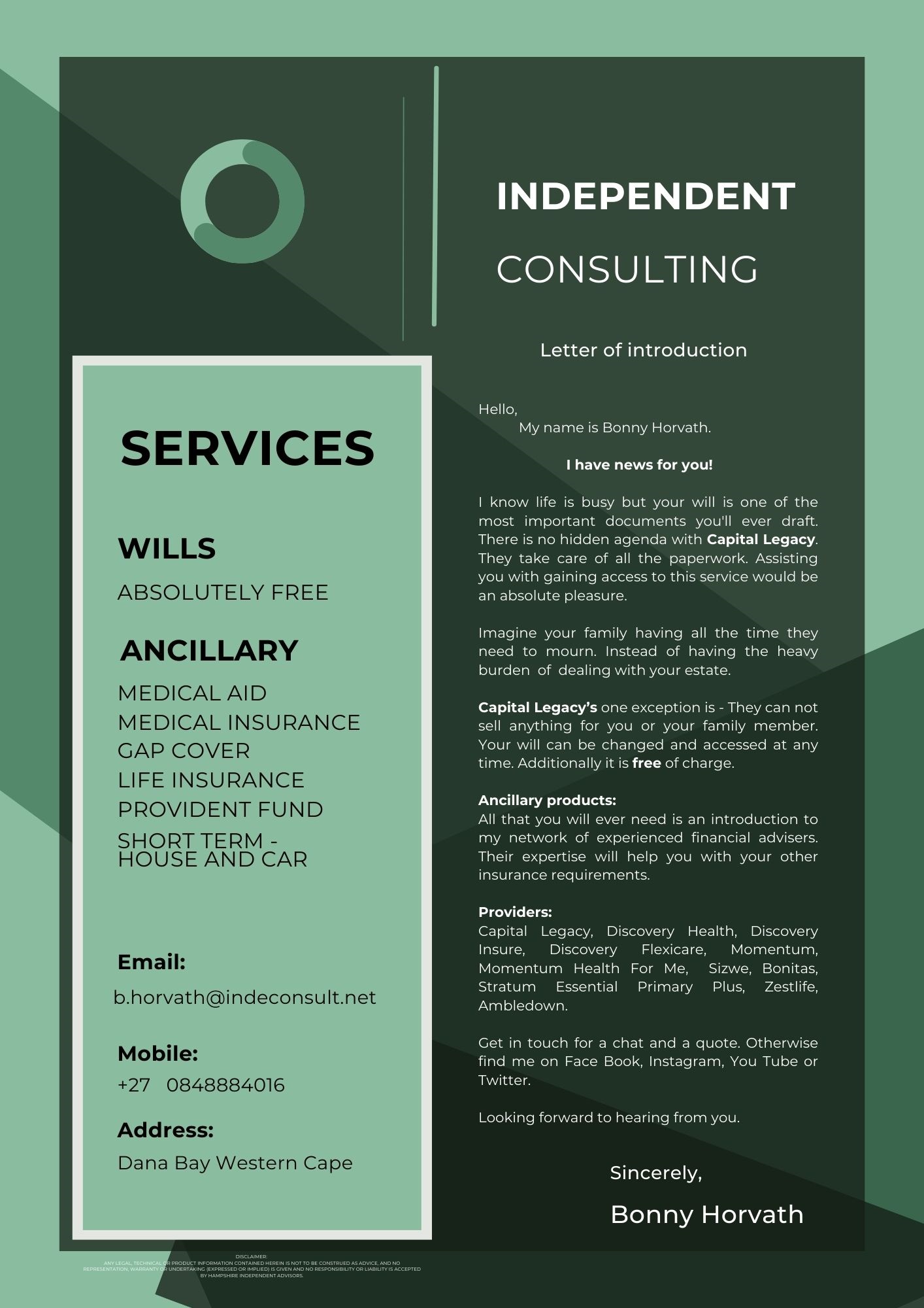 List of all services and providers.